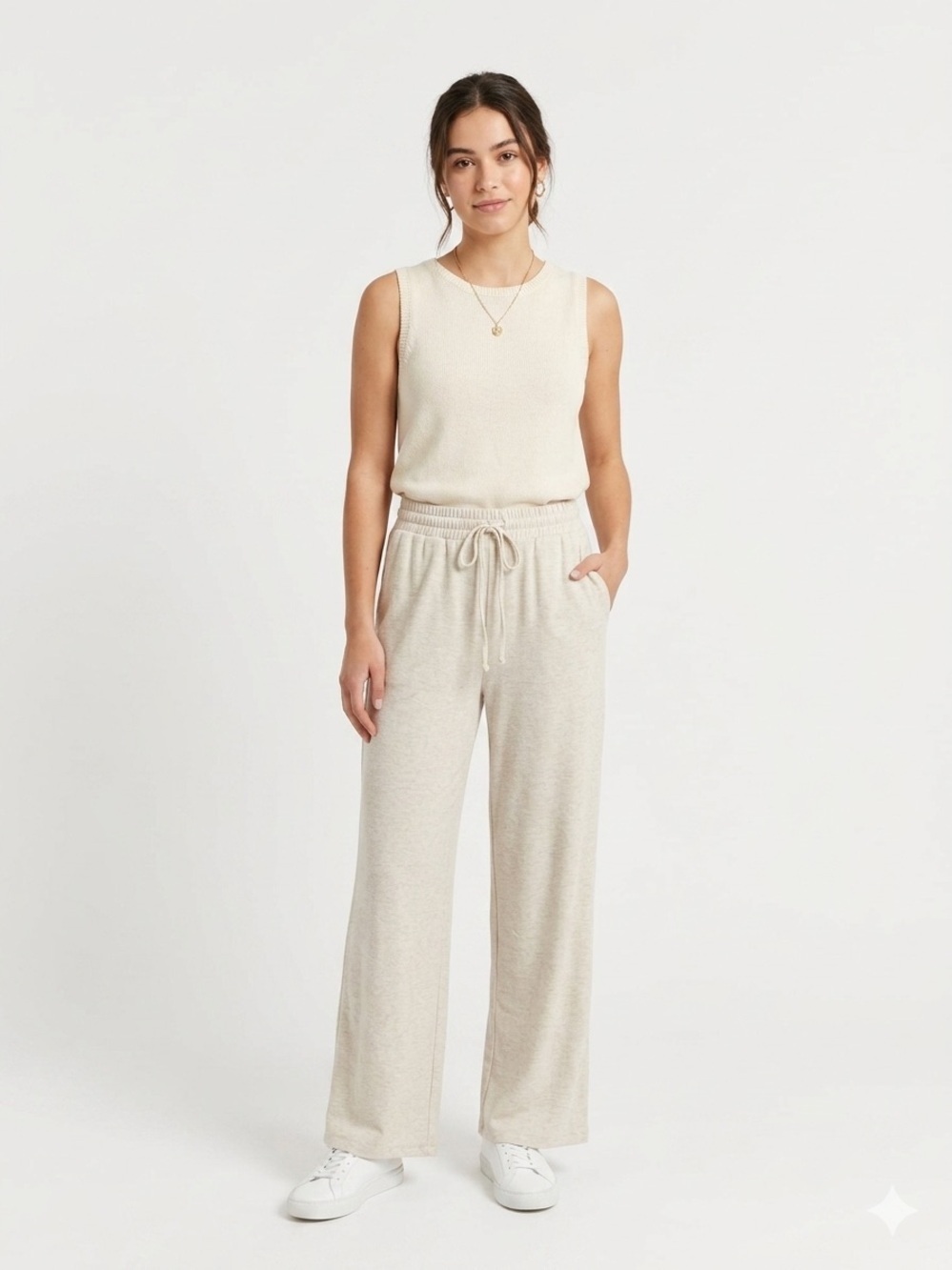 Wilfred Free Lounge Wide-Leg Pants Heather Oat Size XS Scandi Cozy Clean Girl